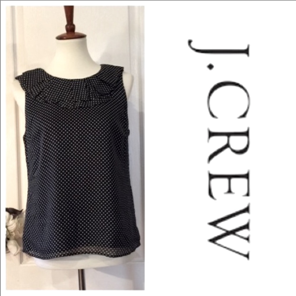 J Crew Navy Blue Polka Dot Sleeveless Top